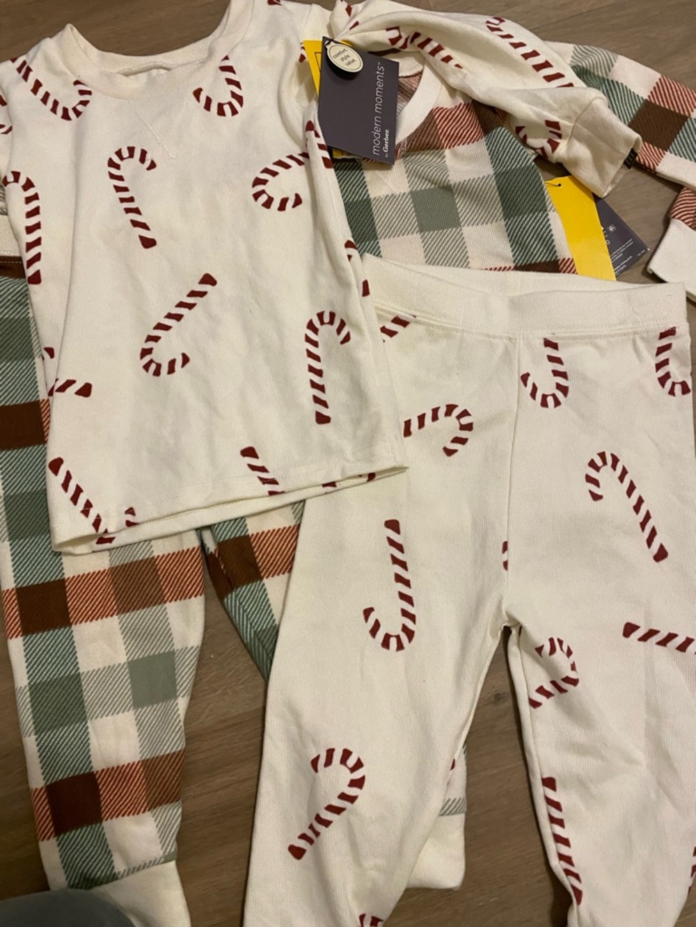 Modern Moments Kids White Candy Cane Pajama Set